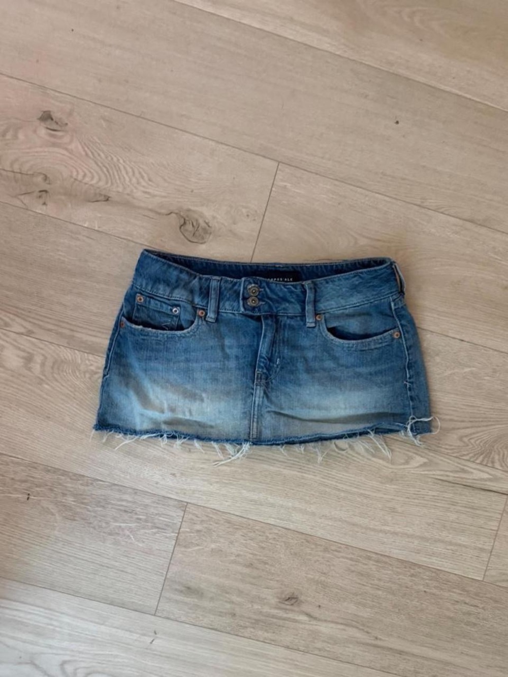 Aeropostale Blue Denim Mini Skirt with Frayed Hem